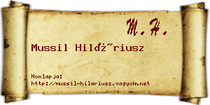 Mussil Hiláriusz névjegykártya
